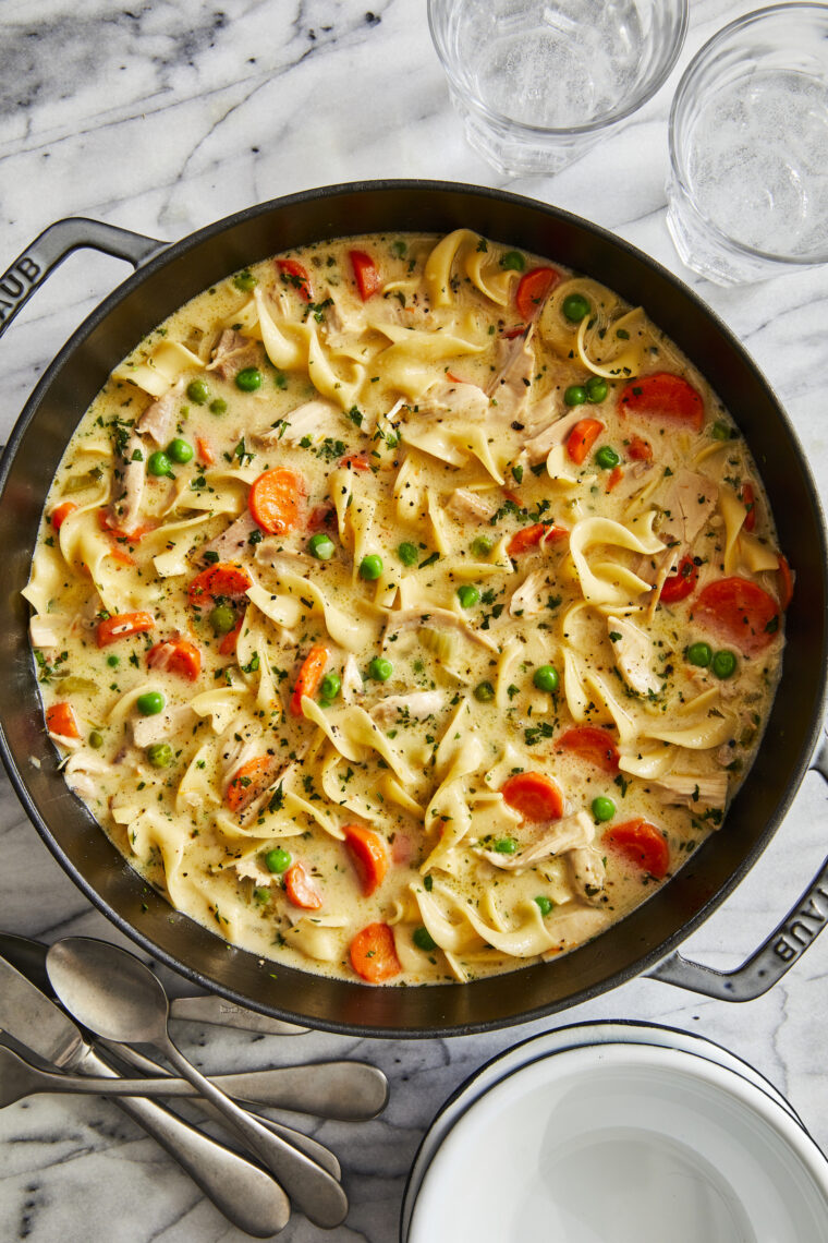 Creamy Chicken Noodle Soup - So warm, so cozy, so soothing. A must for those busy cold weeknights, using up that leftover rotisserie chicken!