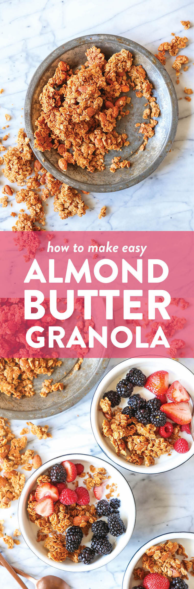 Almond Butter Granola - There is nothing better than homemade granola! It's quick/easy to make, it's cheaper and it's so much tastier! You can't beat that!