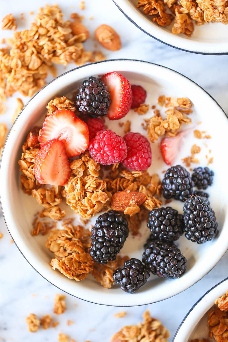 Almond Butter Granola - There is nothing better than homemade granola! It's quick/easy to make, it's cheaper and it's so much tastier! You can't beat that!