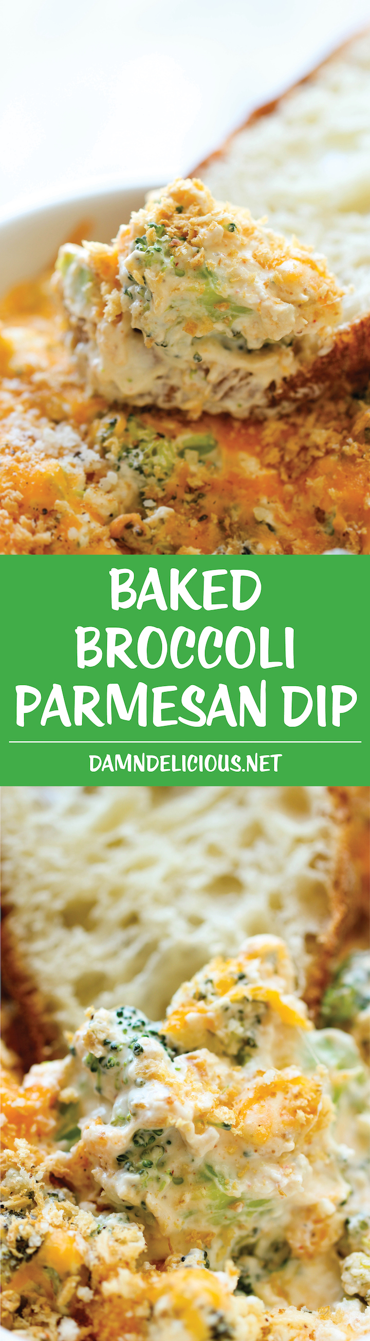 Baked Broccoli Parmesan Dip - A wonderfully hot and cheesy broccoli dip that is sure to be a crowd pleaser!