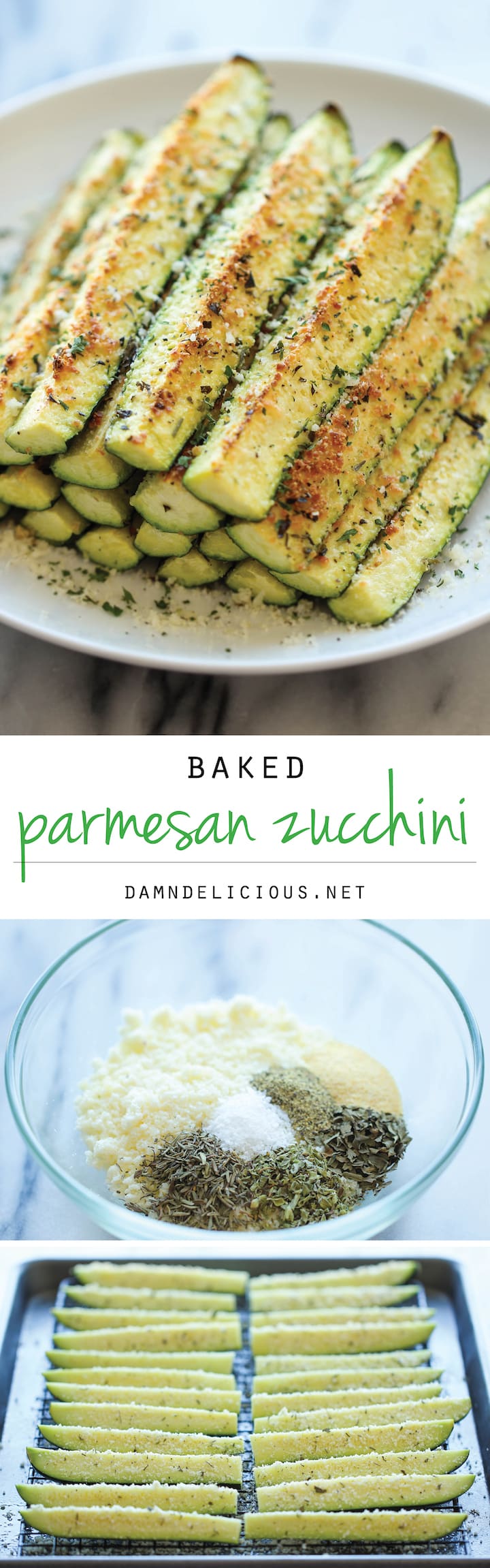 Baked Parmesan Zucchini - Crisp, tender zucchini sticks oven-roasted to perfection. It's healthy, nutritious and completely addictive!