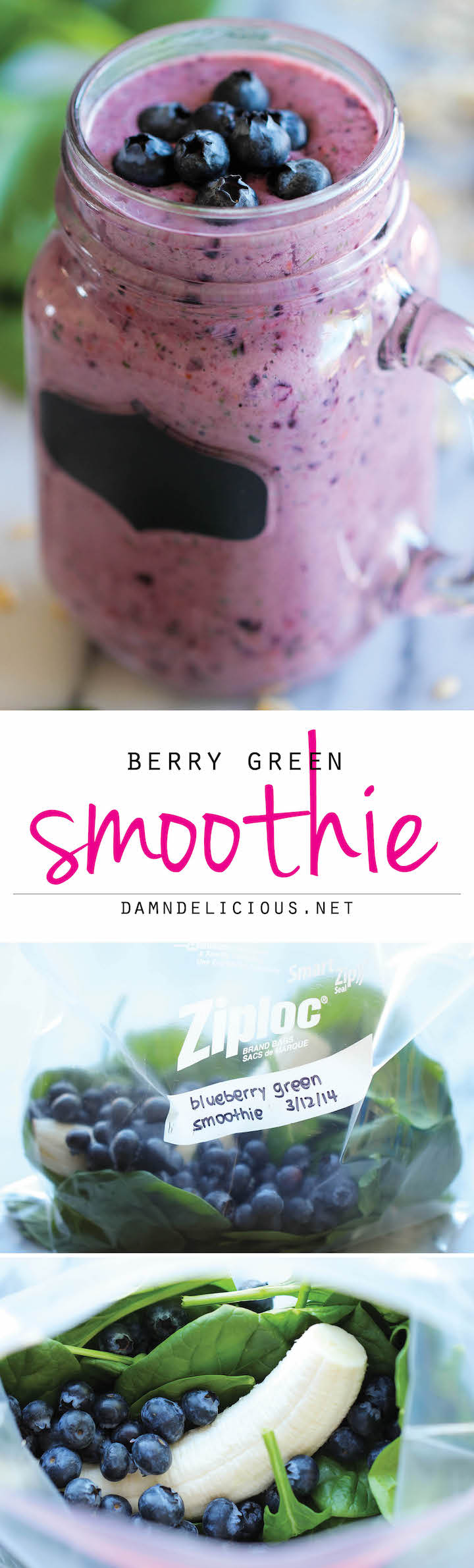 Berry Green Smoothie - Make-ahead freezer friendly smoothies that are healthy, nutritious and so refreshing for your mornings!