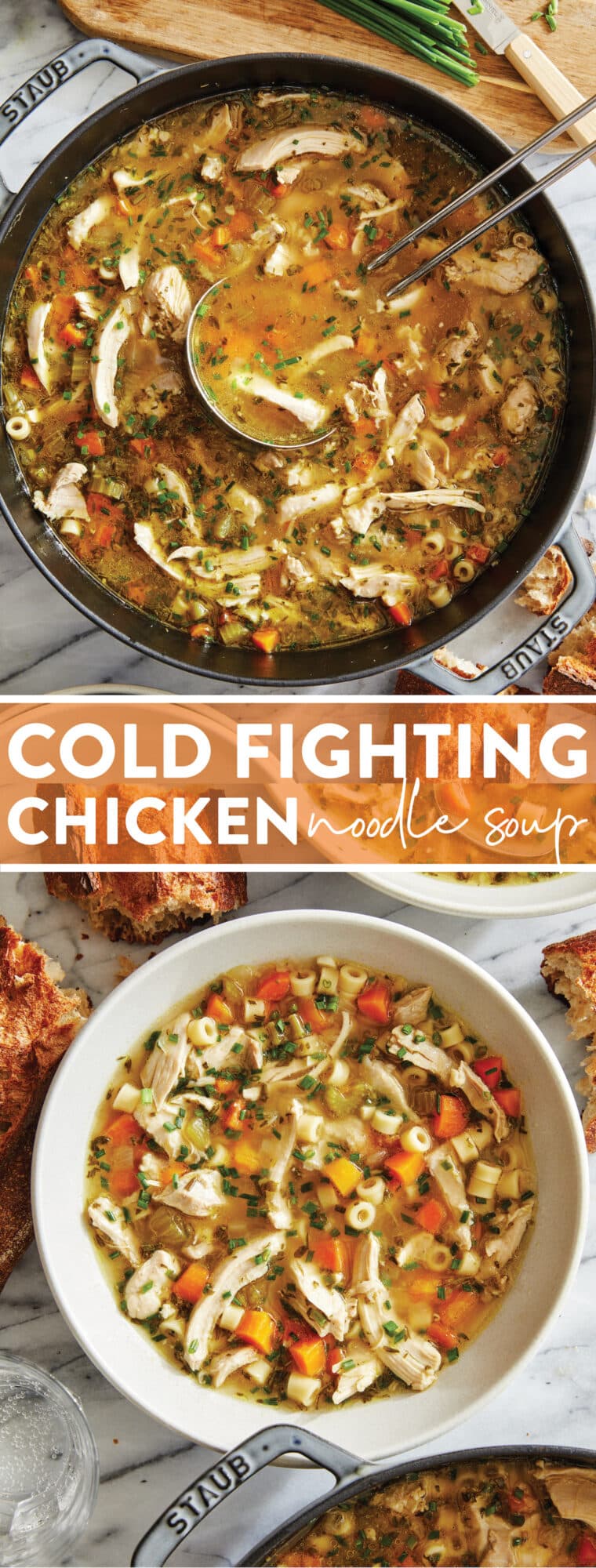 Cold Fighting Chicken Noodle Soup - The most soothing, comforting soup for flu season! It's so easy to make you'll be feeling better in time!