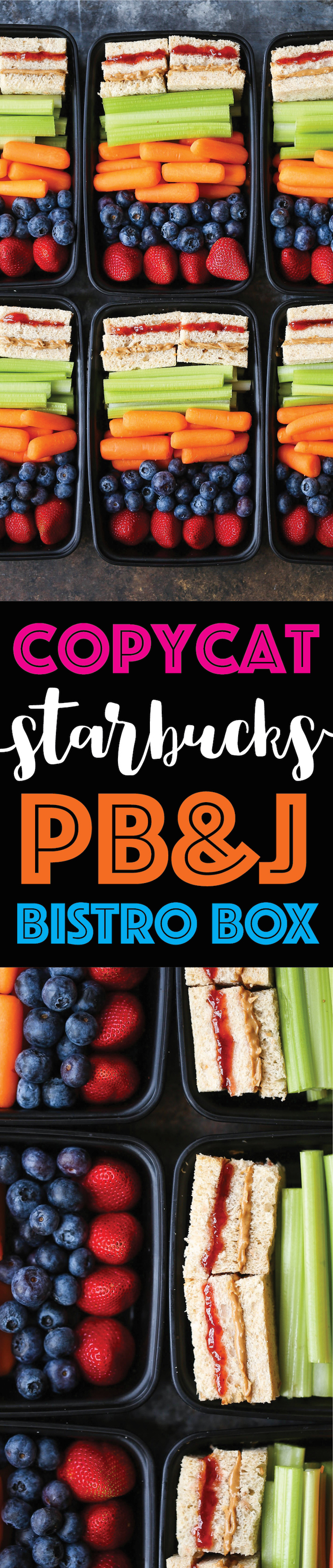 Copycat Starbucks PB&J Bistro Box - Save money and calories by prepping your own PB&J whole wheat snack boxes for the entire week! Only 315 calories!