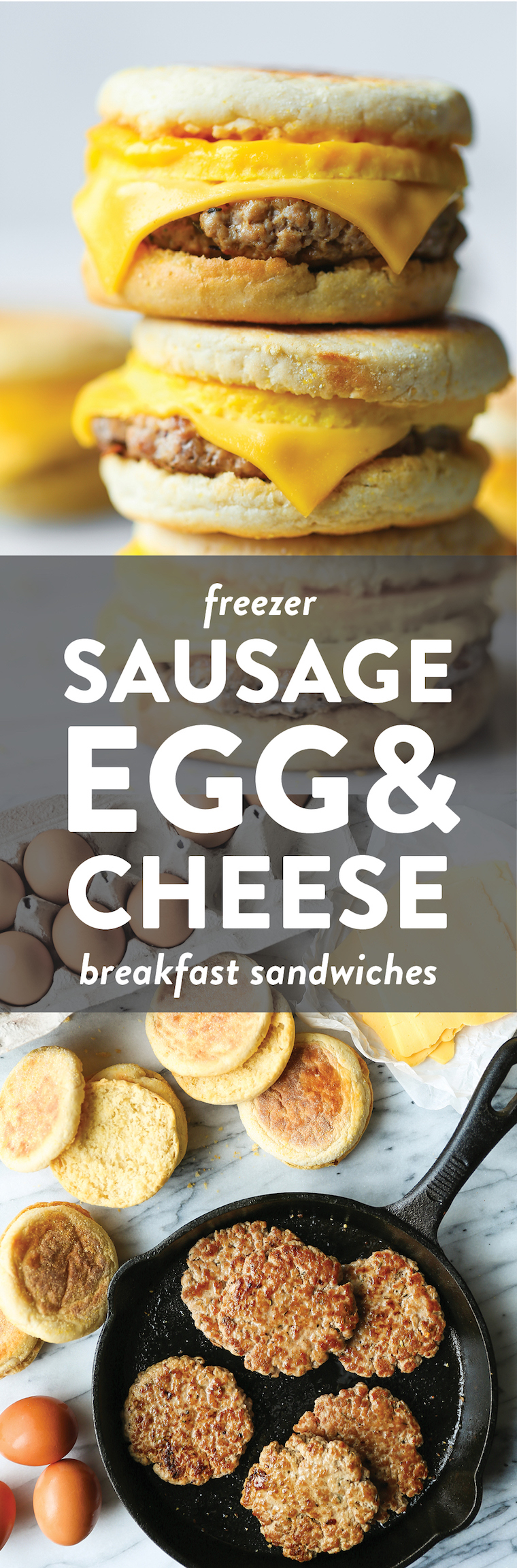 Freezer Sausage, Egg, and Cheese Breakfast Sandwiches - Best ever freezer-friendly breakfast sandwiches for those busy mornings! Never skip breakfast again!