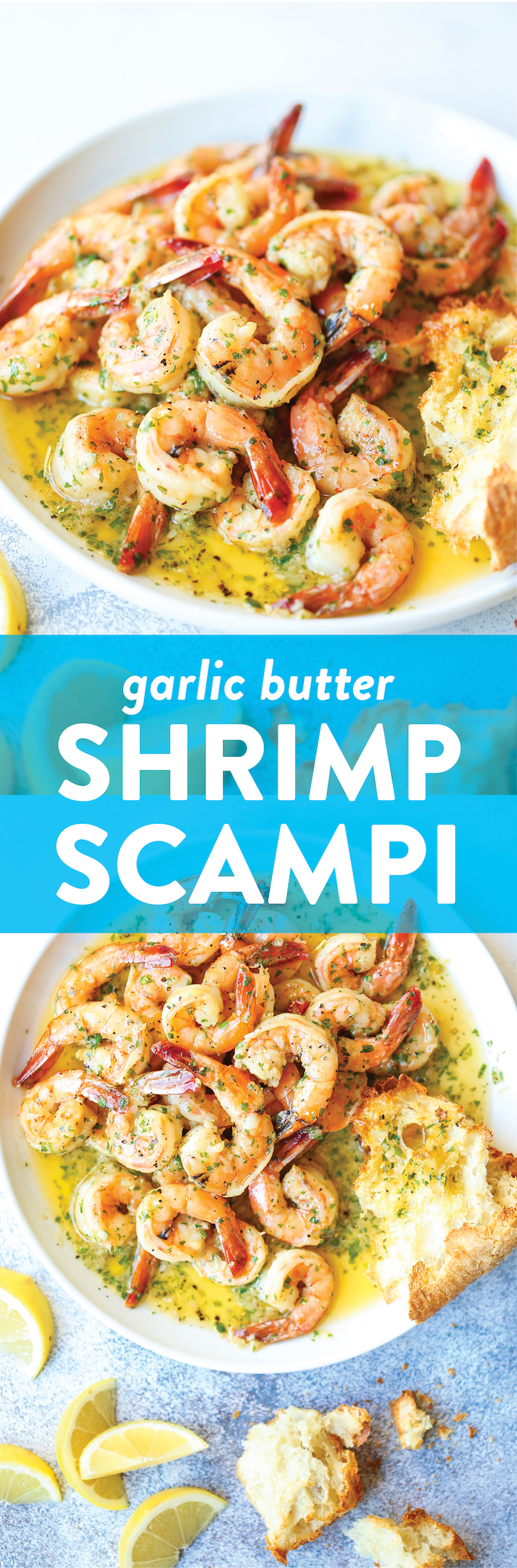 Garlic Butter Shrimp Scampi - Made in just 20 min from start to finish! The garlic butter sauce is TO DIE FOR - so buttery, so garlicky/lemony + so perfect!