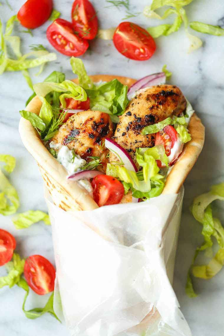 Greek Chicken Gyros - Easy, make-ahead chicken gyros! You can marinate the chicken ahead of time and whip up your homemade tzatziki too! So fast, so good!