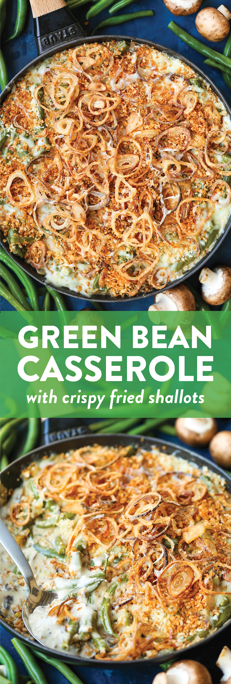 Green Bean Casserole with Crispy Fried Shallots - Hands down, this is legit the best-ever classic green bean casserole! SO EASY and made from scratch!!!