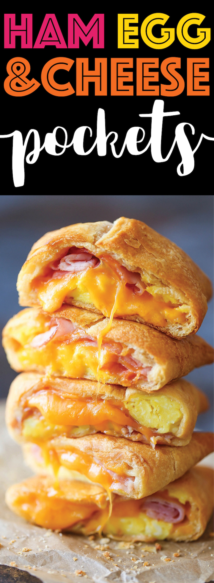 Ham Egg and Cheese Pockets - Homemade copycat hot pockets are so easy to make! You can freeze and reheat as needed - for breakfast or late-night cravings!