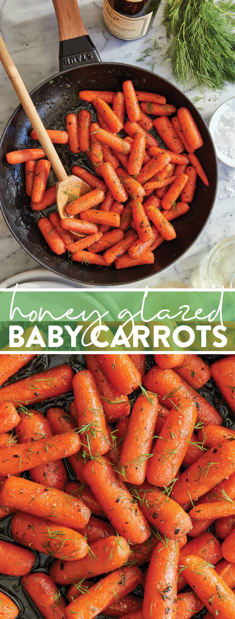 Honey Glazed Baby Carrots - The sweet + sticky honey glaze makes these baby carrots completely irresistible in this easy 15-minute side dish!