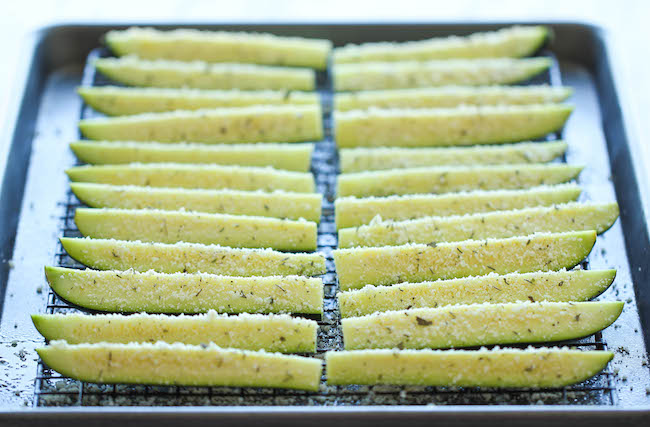 Baked Parmesan Zucchini - Crisp, tender zucchini sticks oven-roasted to perfection. It's healthy, nutritious and completely addictive!