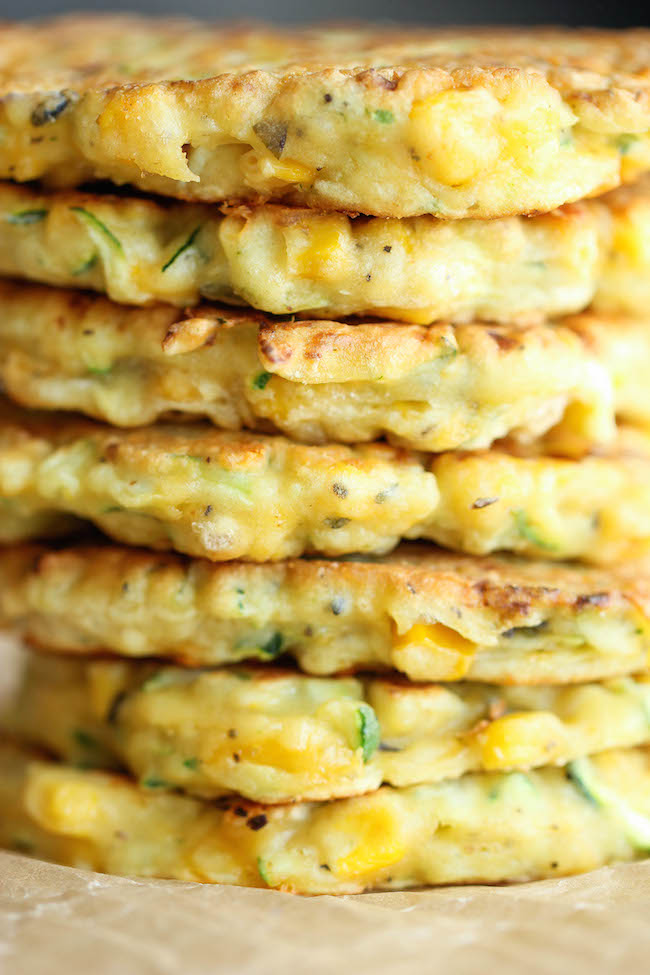 Zucchini Corn Pancakes - Super easy pancakes perfect as a side dish or appetizer. And best of all, they don't even taste "healthy"!