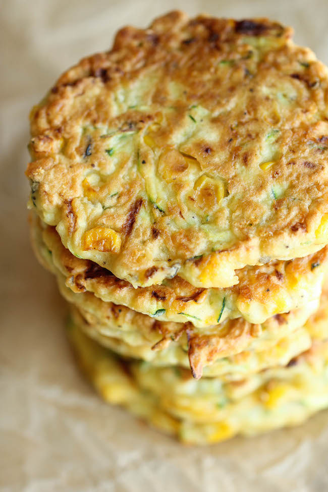 Zucchini Corn Pancakes - Super easy pancakes perfect as a side dish or appetizer. And best of all, they don't even taste "healthy"!