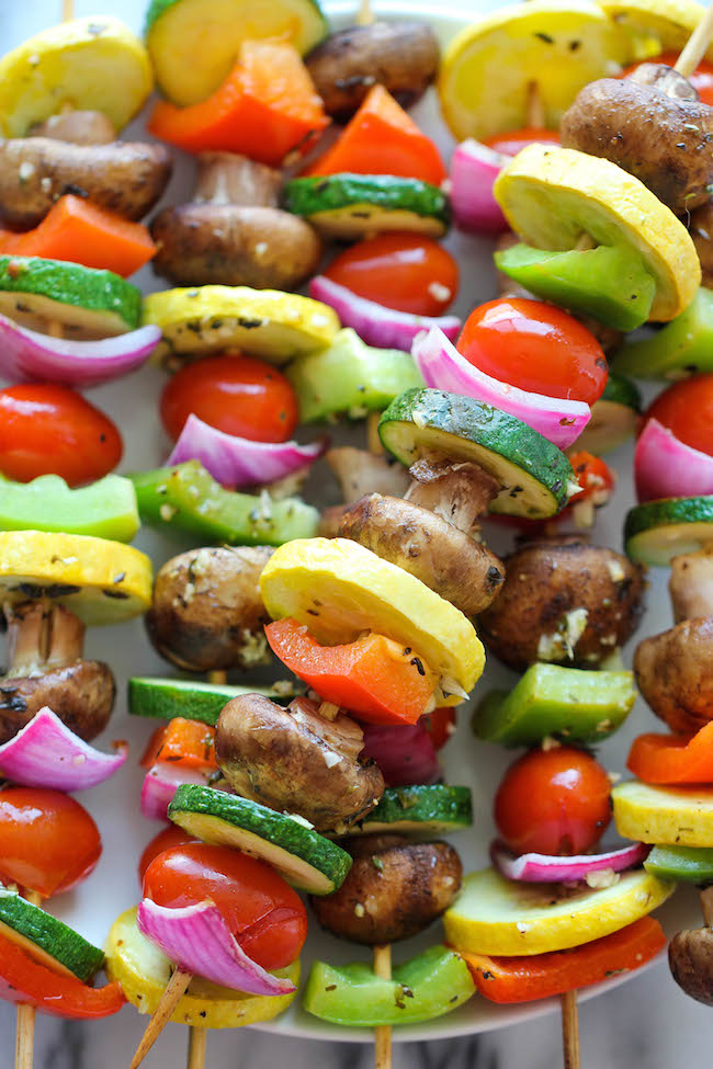 Vegetable Kabobs - These marinated fresh veggie kabobs are packed with tons of flavor - perfect as a healthy side dish to any meal!