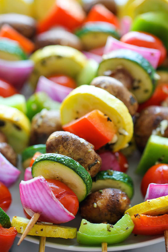 Vegetable Kabobs - These marinated fresh veggie kabobs are packed with tons of flavor - perfect as a healthy side dish to any meal!