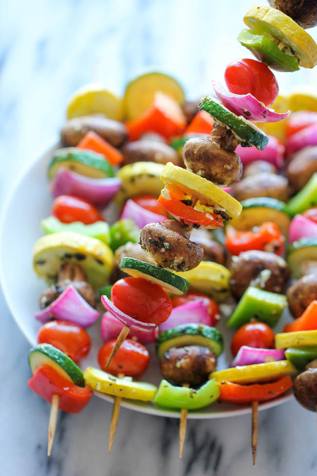 Vegetable Kabobs - These marinated fresh veggie kabobs are packed with tons of flavor - perfect as a healthy side dish to any meal!