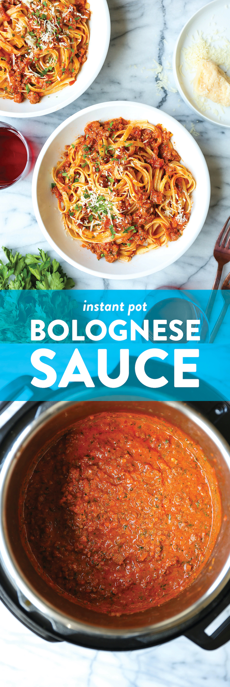 Instant Pot Bolognese - Now you can make the most EPIC bolognese sauce in just 1 hr rather than 3-4 hrs! So rich, hearty, and chockfull of meat and veggies!