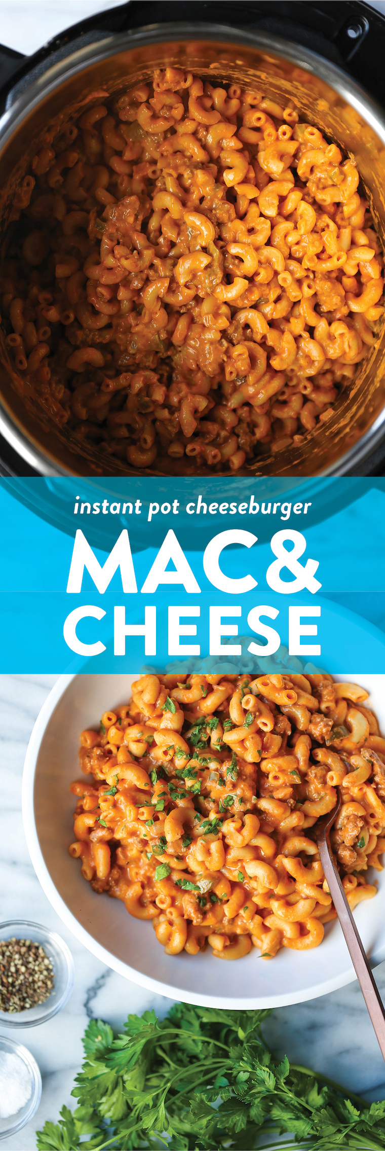 Instant Pot Cheeseburger Mac and Cheese - Cheeseburger macaroni? YES, PLEASE! Hamburger meat, pasta and an epic cheese sauce. All made in ONE POT. Too easy!