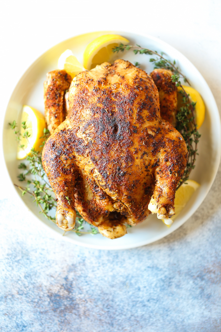 Instant Pot Rotisserie Chicken - 28 min whole rotisserie chicken? Yes! The chicken comes out perfectly tender, juicy + packed with flavor. And it's SO EASY!