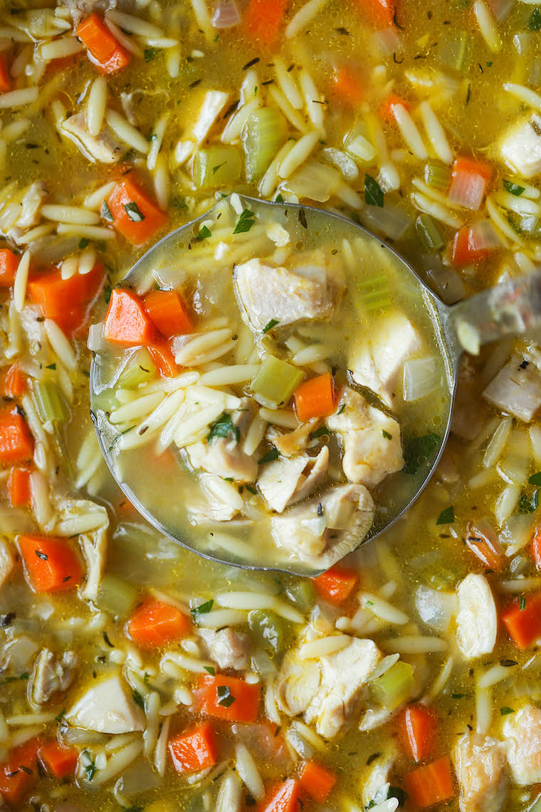 Lemon Chicken Orzo Soup - Chockfull of hearty veggies and tender chicken in a refreshing lemony broth. It is PURE COMFORT in a bowl!