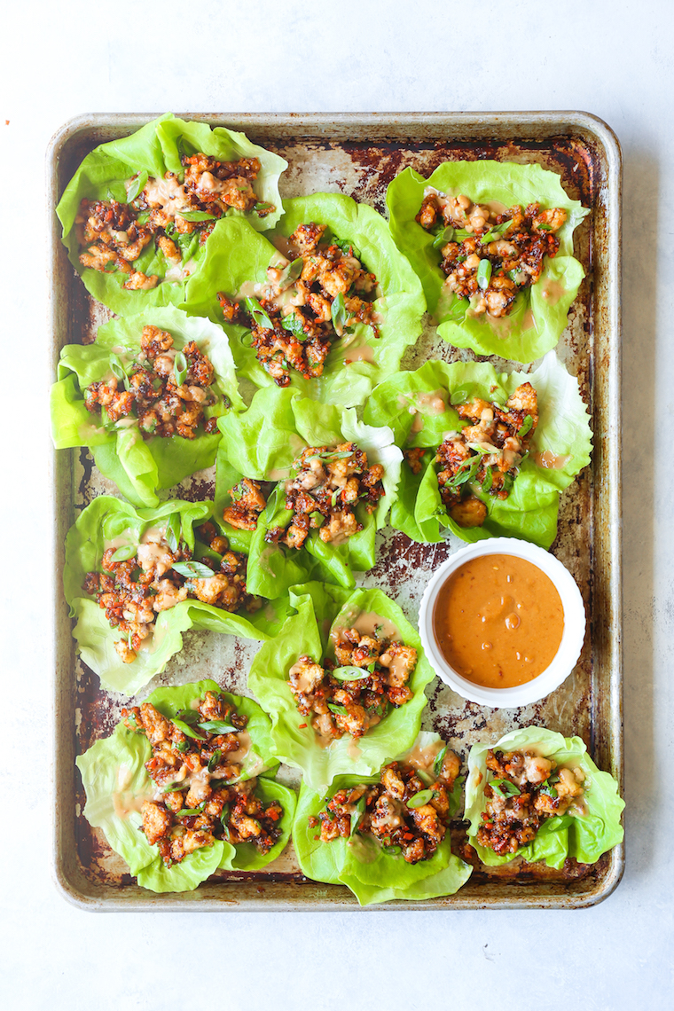 Peanut Chicken Lettuce Wraps - A super quick dinner made in 25 min! It's so hearty, filling, and low-carb, yet the family will still be begging for more!