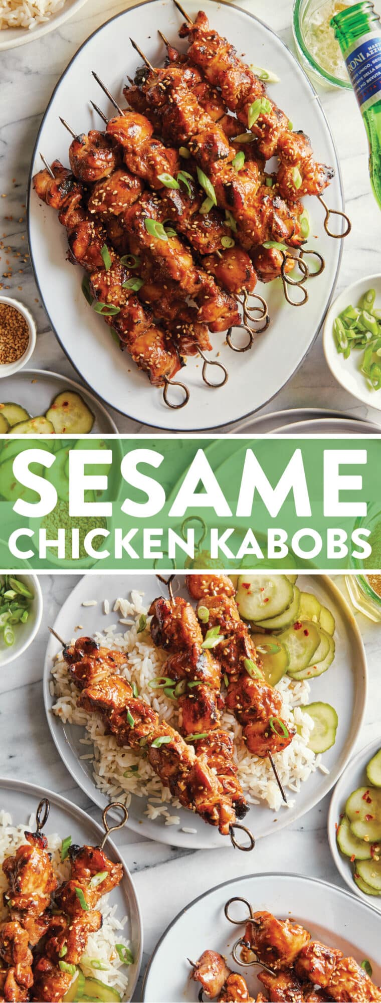 Sesame Chicken Kabobs - Oh-so-sweet, savory, sticky chicken kabobs with the most flavorful marinade. Can be prepped ahead of time. SO SO EASY!