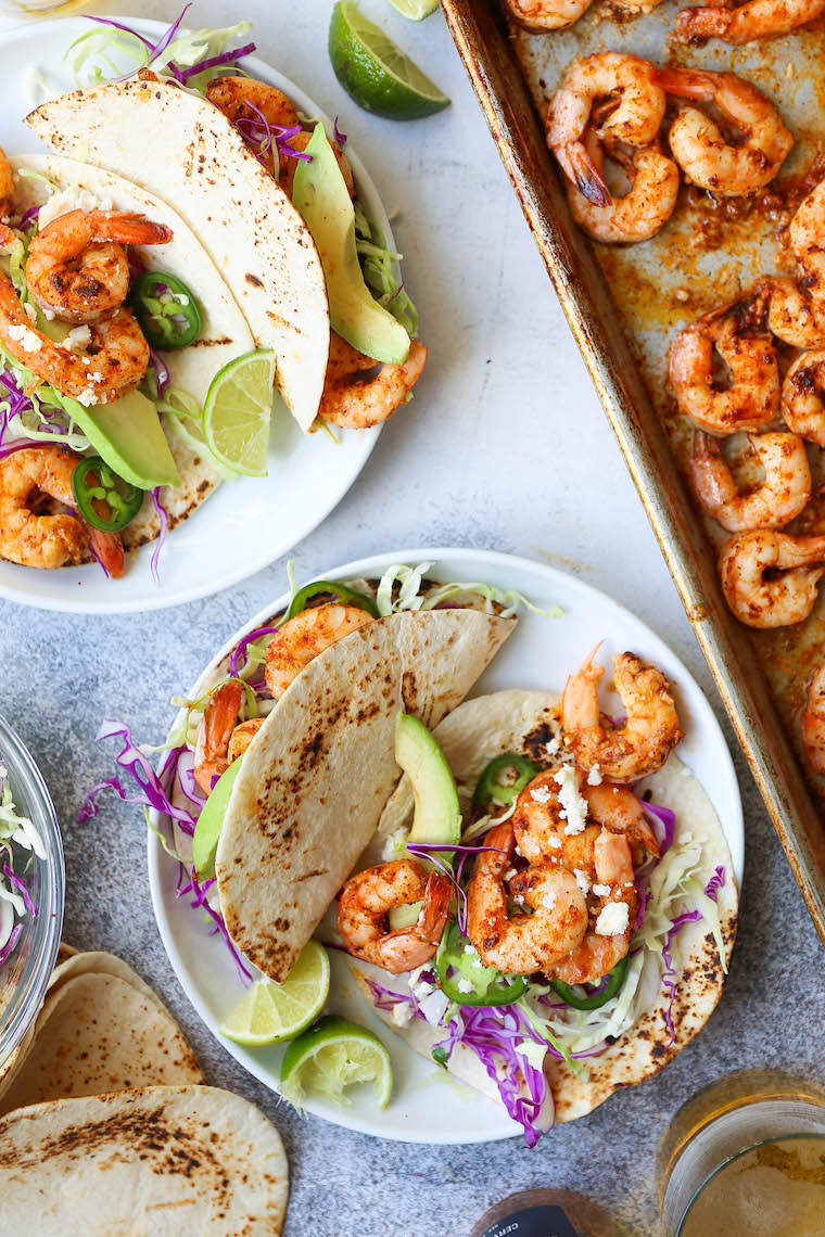 Sheet Pan Shrimp Tacos - The easiest, fastest way to make shrimp tacos! So fresh and flavor-packed, made in less than 30 minutes. Win-win!