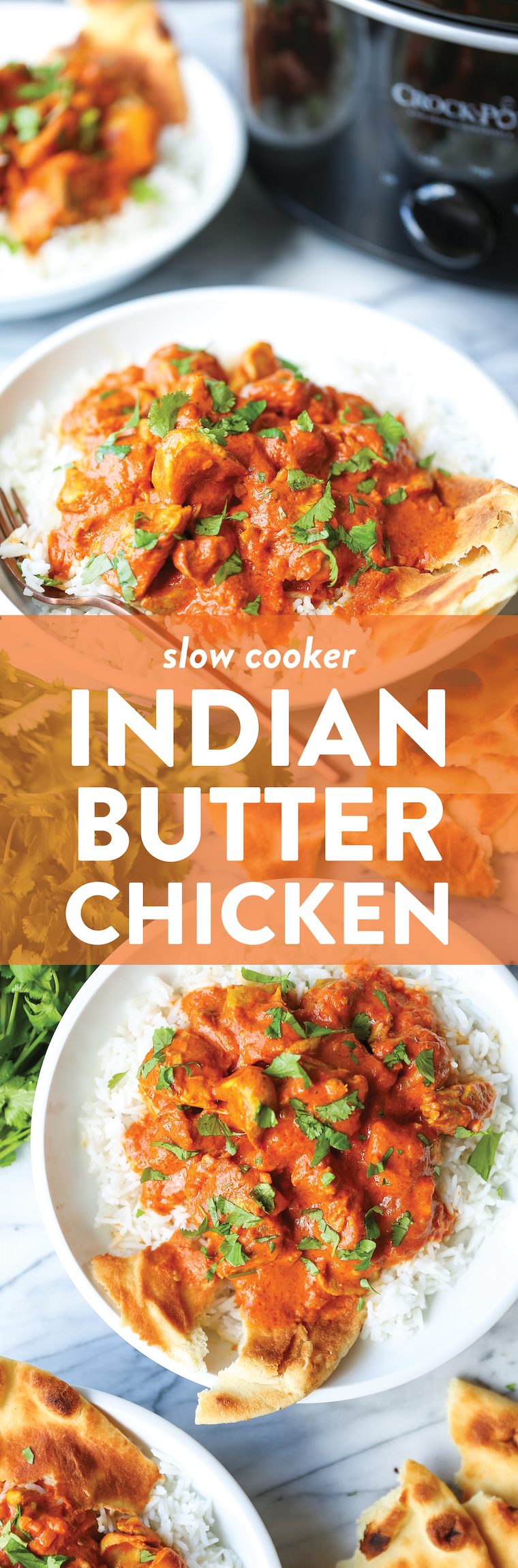 Slow Cooker Indian Butter Chicken - Simple prep with zero fuss! Restaurant-quality butter chicken made so easily in the crockpot. Serve with rice and naan.