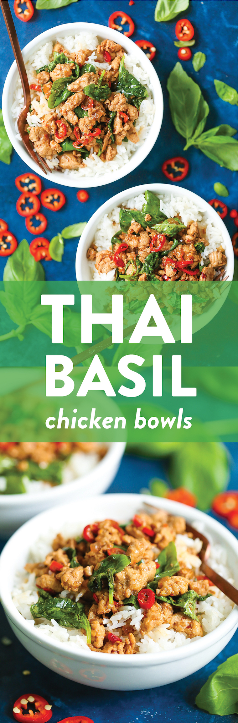 Thai Basil Chicken Bowls - A 30-minute meal with less than 400 calories per serving? YES AND YES!!! It's so quick to whip up, budget-friendly, and SO GOOD!