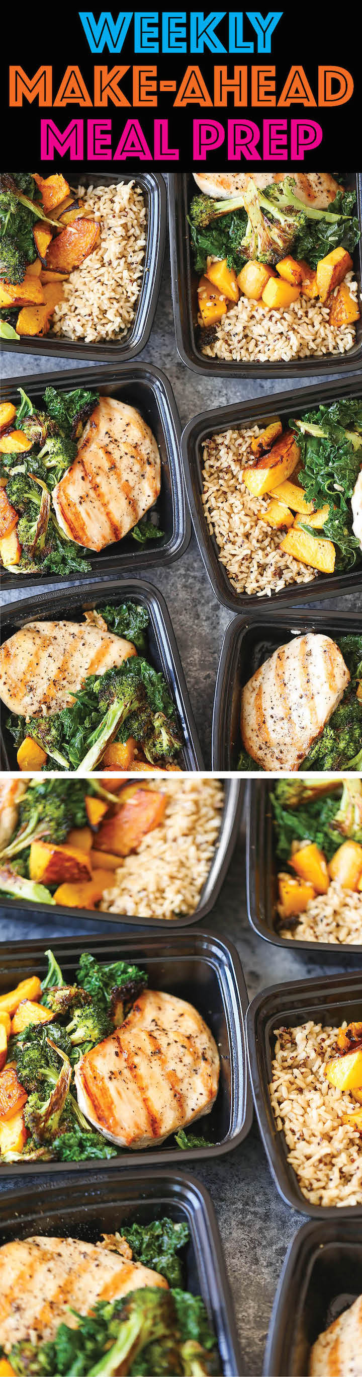 Weekly Meal Prep - Plan ahead and make healthy choices all week. You can stay on track eating for the week (great for portion control) and save money/time!